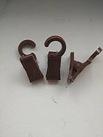 Прищіпка для настінного металопластикового трубчатого карнизу, колір махонь