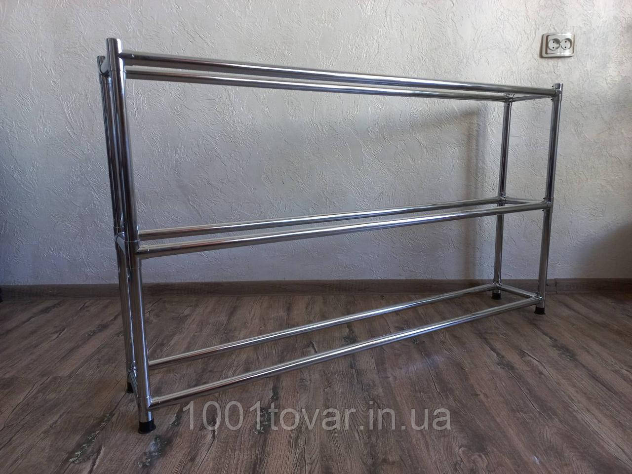 Взуттєва полиця на 3 яруси (хром) 130 см, фото 1
