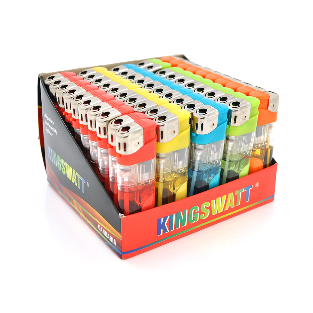 TU Зажигалка KW-08+фонарик, упаковка 50шт, цена за упаковку, Mix color - фото 1 - id-p1994237296