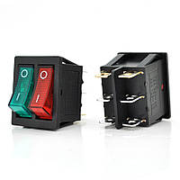 TU  TU Переключатель ON-ON KCD4-212N, 250VAC/15A, 6 контактов, Red/Green, Q50 (245*170*41) 0,75 кг