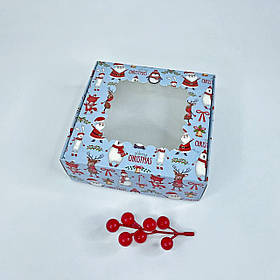 Коробка для зефіру, 150*150*50 мм, з вікном, "Новорічна"