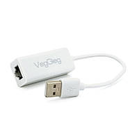 TU  TU Контроллер USB 2.0 to Ethernet VEGGIEG - Сетевой адаптер 10/100Mbps с проводом, RTL-8152B, White, Blister-Box
