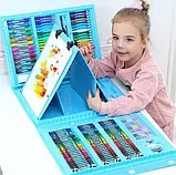 Набір Юного художника для малювання Art набір 208 предметів мольберт в комплекті (Синій), фото 3