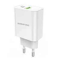 TU Мережевий зарядний пристрій Borofone BA55A USB/Type-C QC PD білий