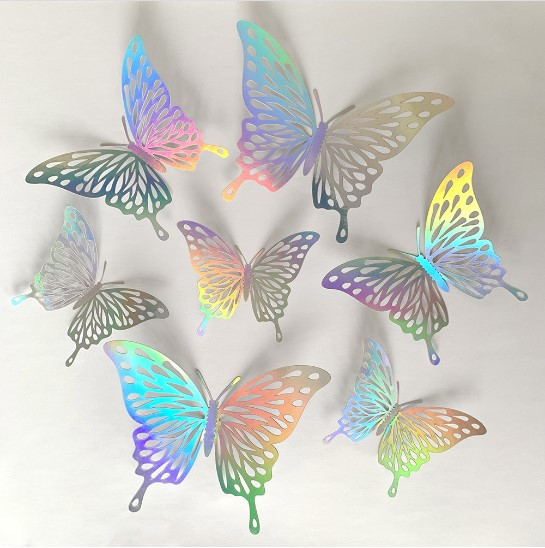 Метелики 3D галаграма на скотчі для фотозони (12 штук)