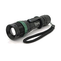 TU Фонарь ручной Watton WT-037, 1LED Cree Q5, 3W, 3 режима, ZOOM, 18650/2800mah (переходник3*AAA), Black,