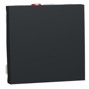 TU TU Выключатель одноклавишный Schneider Unica схема 6, 10A, 2 модуля, Антрацит, фото 1