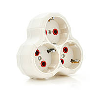 TU  TU Розетка тройник с заземлением AK303 Light, White, Q12