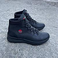 IceField мужские зимние ботинки черные на шнурках.Утепленные черные мужские кожаные ботинки зимние на шерсти