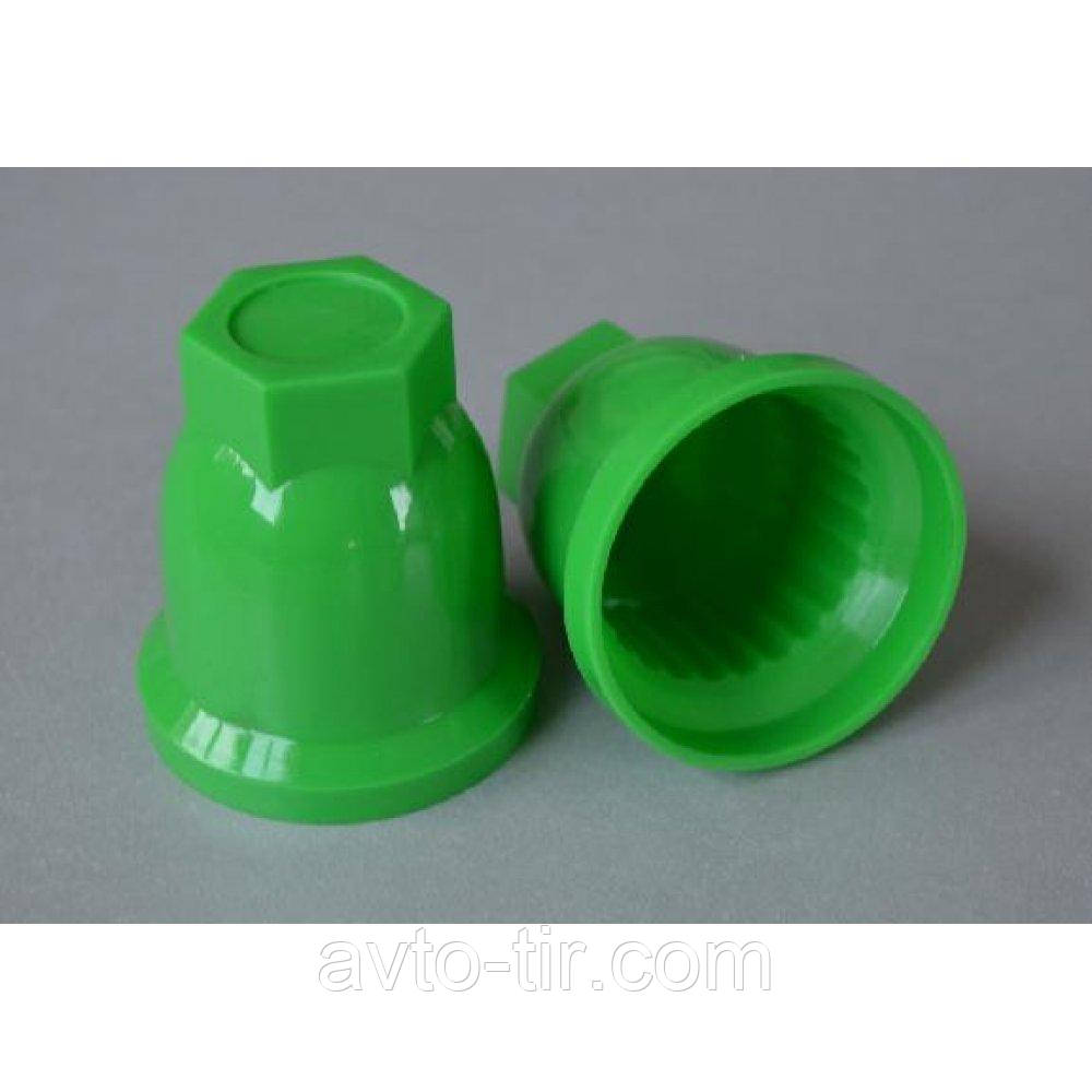 Ковпачок пластиковий на гайку 33 мм зелений високий, фото 1