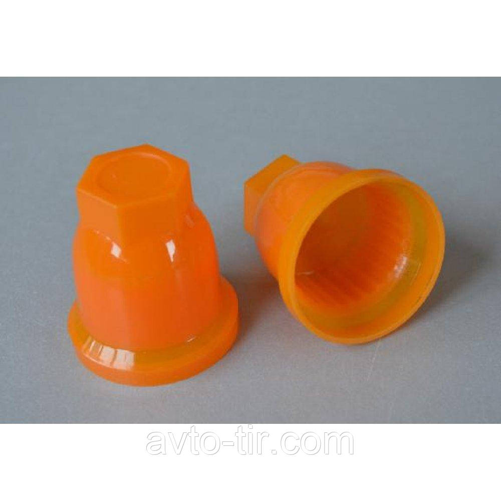 Ковпачок пластиковий на гайку 33 мм помаранчевий високий, фото 1