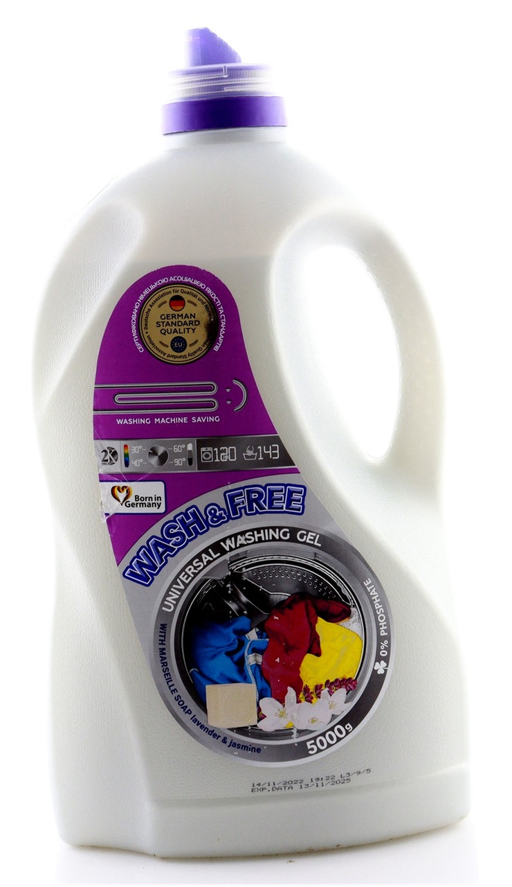 Гель для прання Wash&Free Жасмин та лаванда з марсельським милом Universal 5000 мл, фото 1