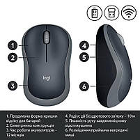 Мишка Logitech Wireless Mouse M185 Grey (L910-002238), фото 4