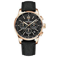 Гібридний (Кварц + механічний хронограф) годинник із сапфіровим склом Pagani Design YS008 Rose Gold-Black