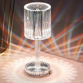 Декоративний LED світильник Crystal light, з сенсорним керуванням та пультом ДК / Бездротова лампа-нічник