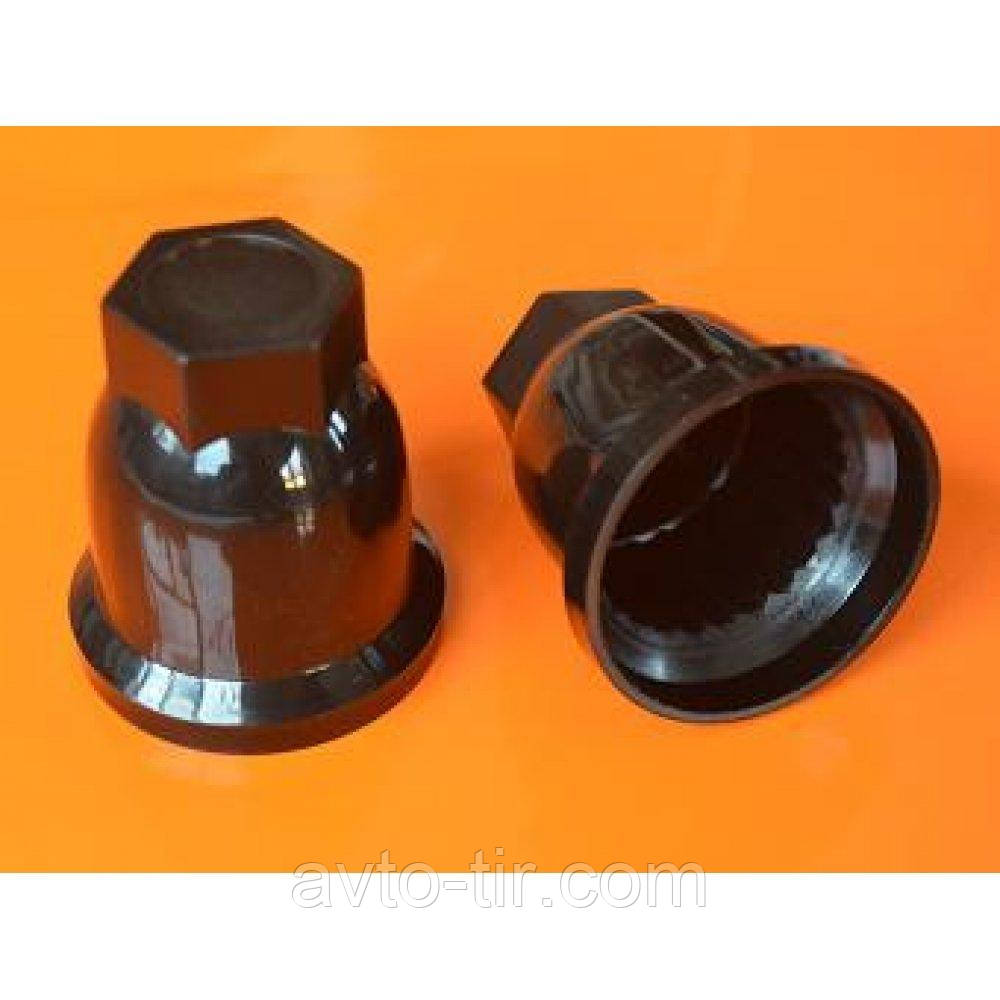 Ковпачок пластиковий на гайку колеса 32 мм чорний високий, фото 1