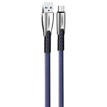 Кабель ColorWay USB - MicroUSB (zinc alloy) 2.4A 1м синій (CW-CBUM011-BL)