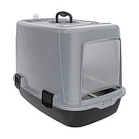 Irak Plast PT-305 Туалет для кішок закритий із лопаткою чорно сірий 60х38х40