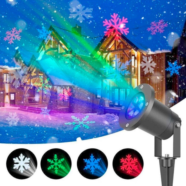 Вуличний лазерний проєктор кольорових сніжинок Star Shower Snowfall WP2, фото 1