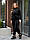 Жіночий стильний велюровий костюм на хутрі з блискавкою (Розмір 42-44,46-48,50-52,54-56), Чорний, фото 3