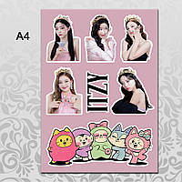 Стикеры ITZY А4 без порезки 00