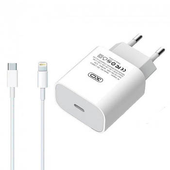 Зарядний пристрій XO PD L40 18W/1 USB-C + Lightning White