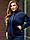 Жіночий стильний велюровий костюм на хутрі з блискавкою (Розмір 42-44,46-48,50-52,54-56), Синій, фото 5