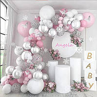 Арка гірлянда з повітряних куль "Морозний ранок з метеликами" 140 шт.