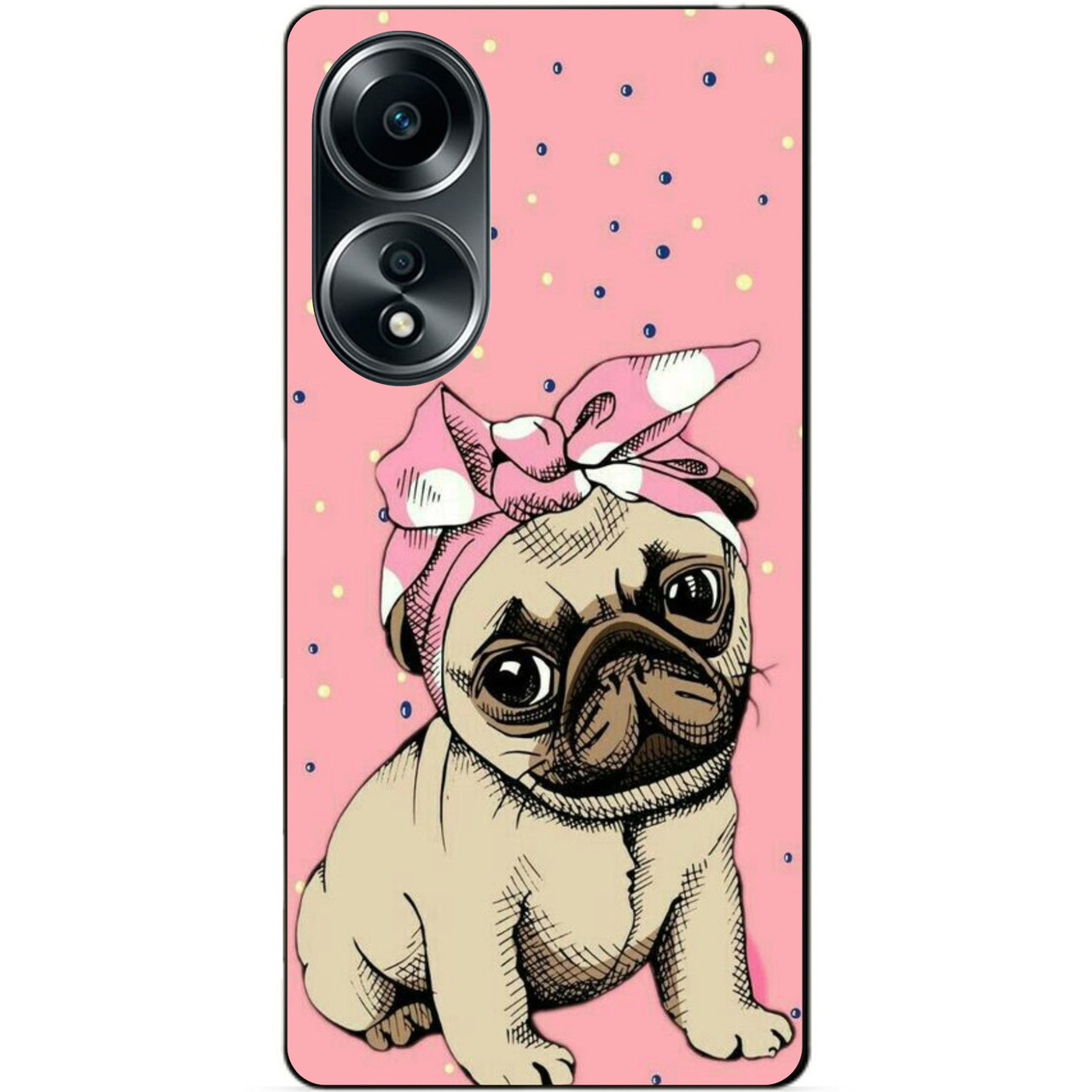 Силіконовий бампер чохол для Oppo A58 з малюнком Мопс