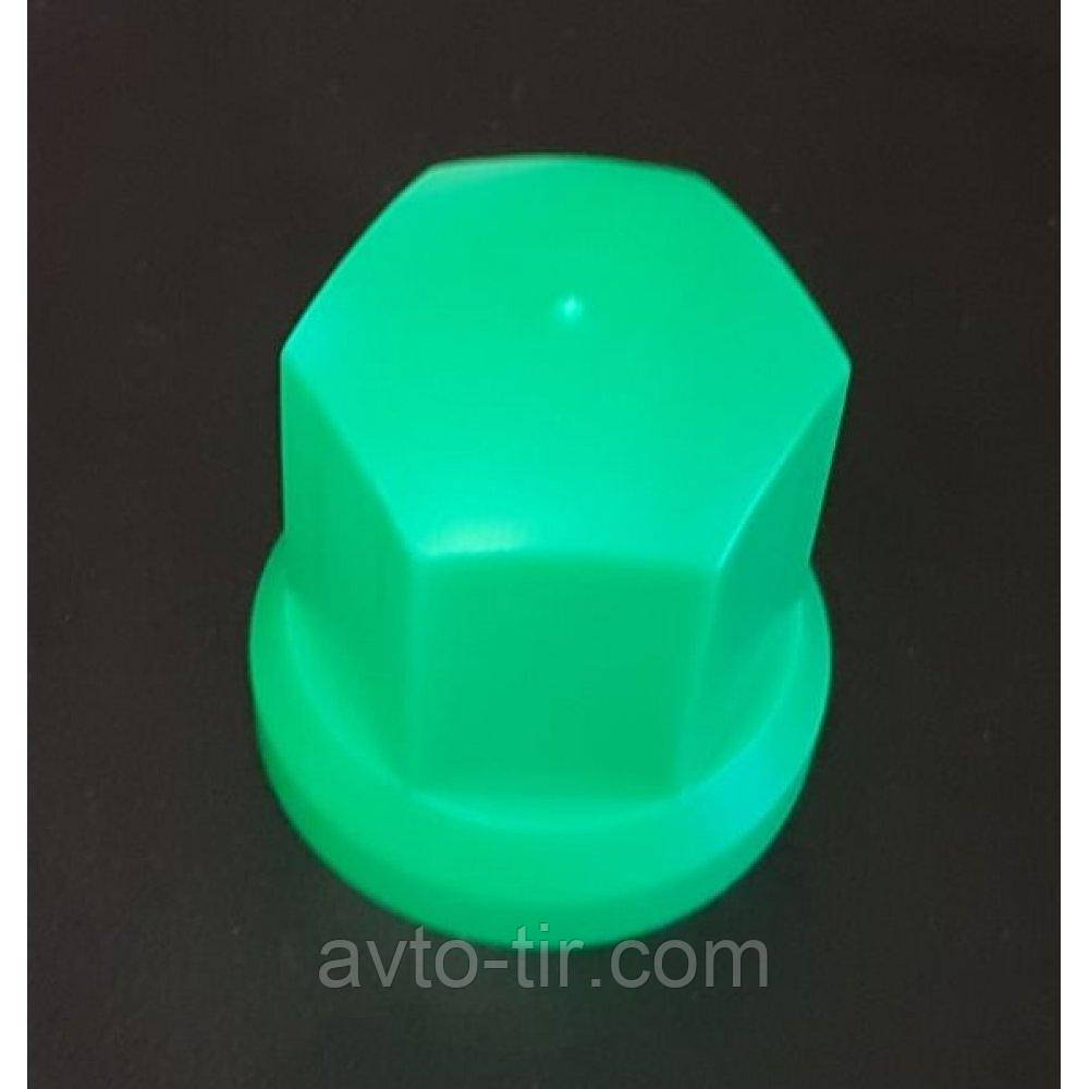 Ковпачок пластиковий на гайку колеса 32мм зелений високий, фото 1