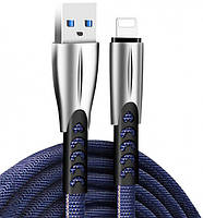 Кабель ColorWay USB - Apple Lightning (zinc alloy) 2.4A 1м синій (CW-CBUL010-BL), фото 3