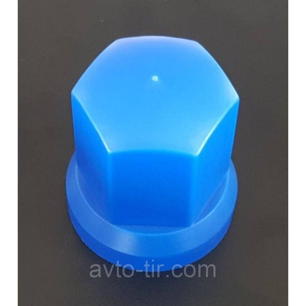 Ковпачок пластиковий на гайку колеса 32 мм синій високий, фото 1