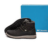 Мужские кожаные зимние ботинки Columbia чёрного цвета