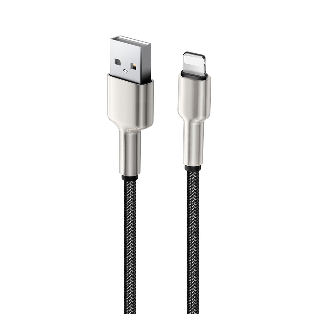 Кабель ColorWay USB - Apple Lightning (head metal) 2.4A 1м чорний (CW-CBUL046-BK)