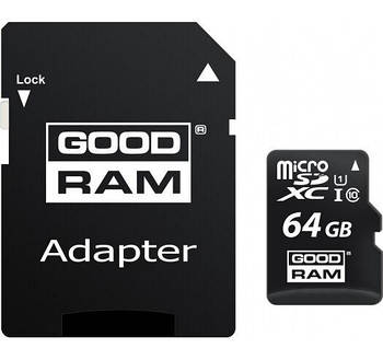 Карта пам'яті 64GB GoodRAM microSDXC (UHS-1) C10 (M1AA-0640R12) + adapter SD