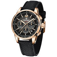 Гибридные (Кварц + механический хронограф) часы с сапфировым стеклом Pagani Design YS008 Rose Gold-Brown