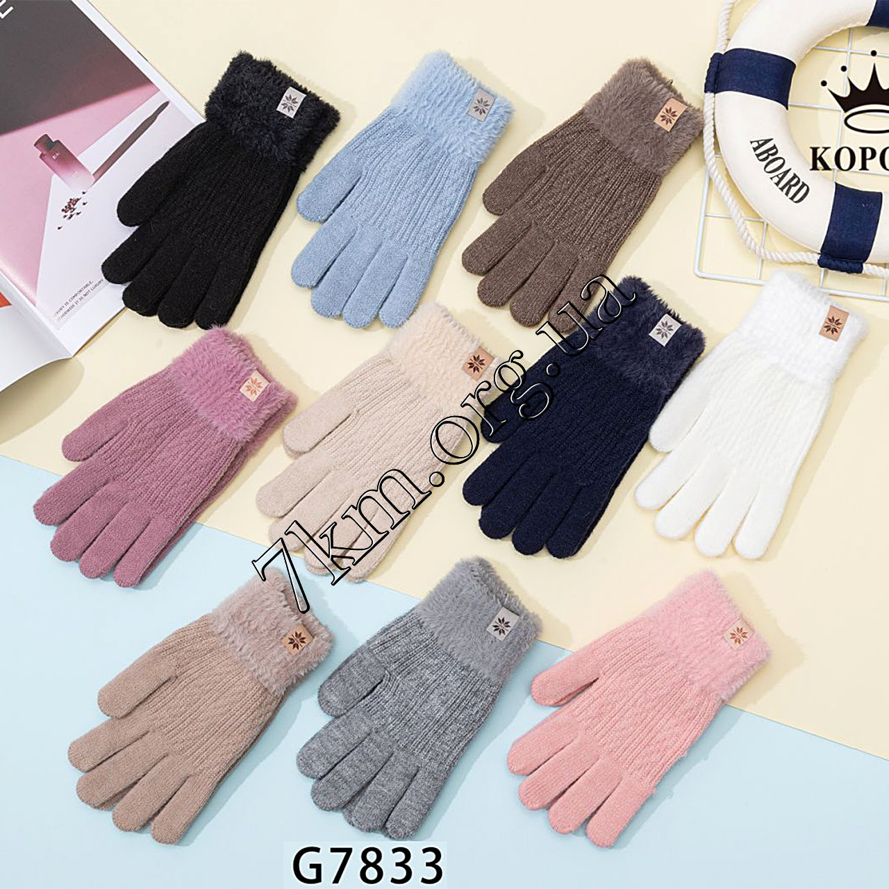 Рукавиці жіночі з начосом "Сніжиночка" Корона Оптом G7833, фото 1