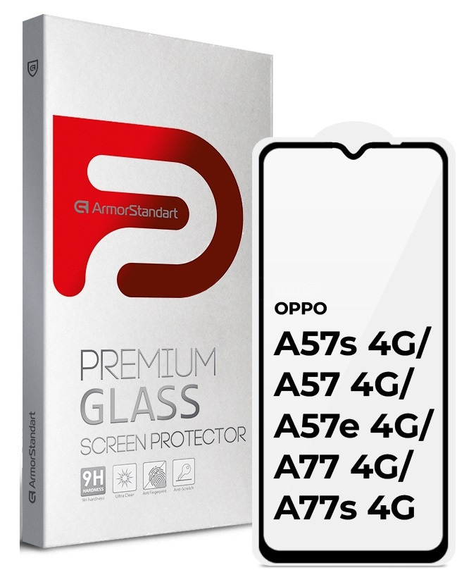 Захисне скло ArmorStandart Full Glue OPPO A57s 4G/A57 4G/A57e 4G/A77 4G/A77s 4G Black (ARM64685)