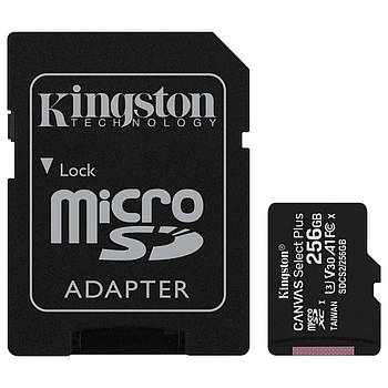 Карта пам'яті 256GB Kingston microSDXC Canvas Select Plus (UHS-1) C10 (SDCS2/256GB) + adapter SD