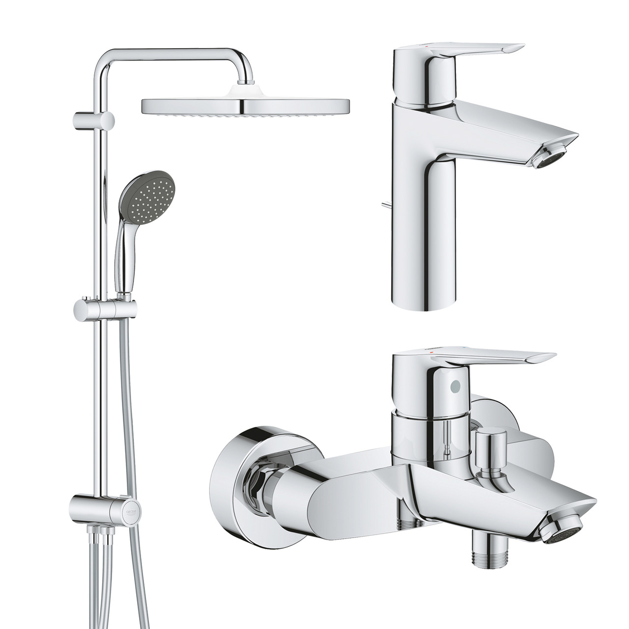 Комплект змішувачів із душовою системою Grohe QuickFix Start&Vitalio Start 250 Cube (UA202305RM)