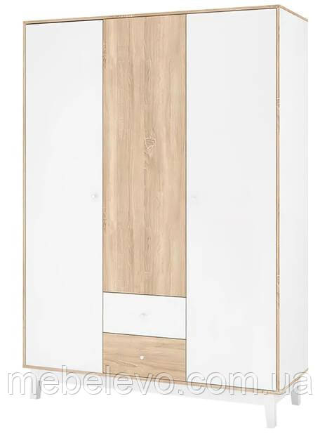 Шафа Глорія 3Д2Ш  2162х1534х544мм білий  + дуб самоа   Меблі-Сервіс