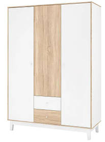 Шафа Глорія 3Д2Ш  2162х1534х544мм білий  + дуб самоа   Меблі-Сервіс