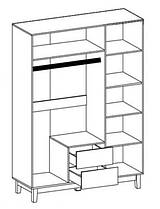 Шафа Глорія 3Д2Ш 2162х1534х544мм білий + дуб самоа Меблі-Сервіс, фото 3