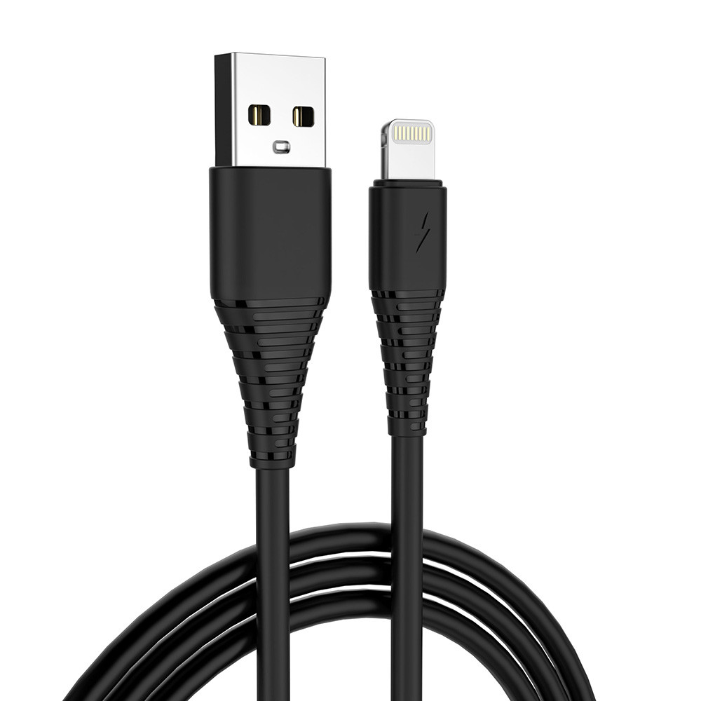 Кабель ColorWay USB - Apple Lightning (PVC) 2.4A 1м чорний (CW-CBUL024-BK), фото 1