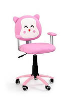 Кресло детское поворотное Halmar KITTY, экокожа, белый/розовый