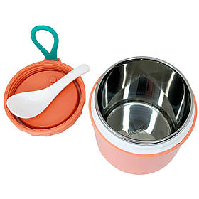 Термос харчовий з ложкою, 430мл, рожевий 12*10*10см, MEGAZayka, 0122 рожевий