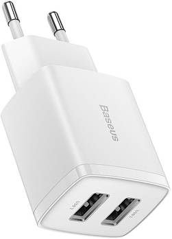Зарядний пристрій Baseus Compact Charger 2U 10.5W EU White (CCXJ010202)