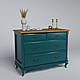 Дерев'яний комод "Моне" в пастельно-зеленому кольорі з рудою стільницею, фото 2