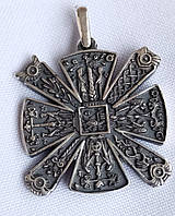 Крес двосторонній із чорнінням слов'янський оберіг зі срібла 925-ї проби