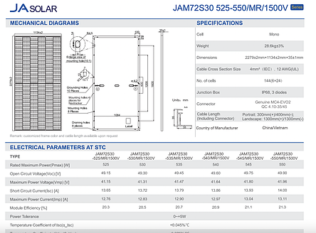 Сонячна панель JA SOLAR 545Вт JAM72S30-545/MR 545W TIER 1, фото 2